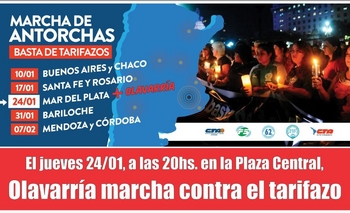 Organizan una marcha contra los tarifazos en Olavarría Imagen de la nota: Organizan una marcha contra los tarifazos en Olavarría