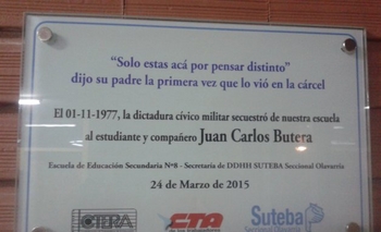 Imagen de la nota: Colocaron una placa por el secuestro de Juan Carlos Butera