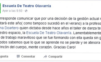 Imagen de la nota: Fernanda Moraga no sigue en la Escuela de Teatro