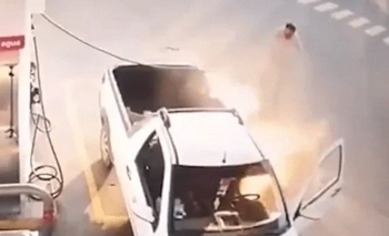 Imagen de la nota: VIDEO: se le incendio el auto por usar el celular 