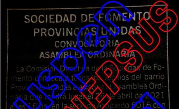 Imagen de la nota: Elecciones suspendidas en la Sociedad de Fomento Provincias Unidas