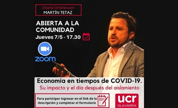 Charla online con el  economista Martín Tetaz Imagen de la nota: Charla online con el  economista Martín Tetaz