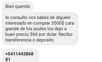 “¿Querés dólares de cara grande a $366?”: nueva estafa de WhatsApp Imagen de la nota: “¿Querés dólares de cara grande a $366?”: nueva estafa de WhatsApp