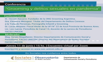 Imagen de la nota: Interesante conferencia virtual sobre grooming 