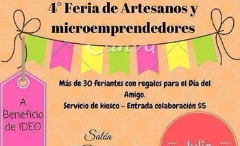 Feria del día del amigo a beneficio de IDEO Imagen de la nota: Feria del día del amigo a beneficio de IDEO