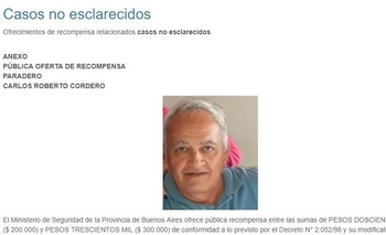 Imagen de la nota: Oficializan recompensa por datos sobre Cordero