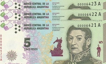 A partir del año que viene darán de baja los billetes de 5 pesos Imagen de la nota: A partir del año que viene darán de baja los billetes de 5 pesos