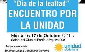 Imagen de la nota: Encuentro para celebrar el Día de la Lealtad Peronista