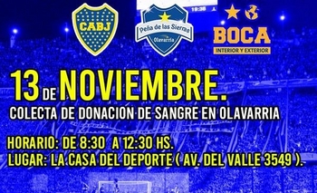 Imagen de la nota: La Peña de las Sierras organiza una colecta de sangre