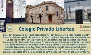 Imagen de la nota: Aniversario de Libertas: todo listo para jornada educativa