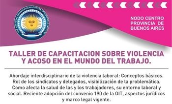 Imagen de la nota: Brindarán un taller de capacitación sobre violencia y acoso laboral
