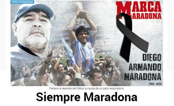 El mundo llora a Diego Armando Maradona Imagen de la nota: El mundo llora a Diego Armando Maradona