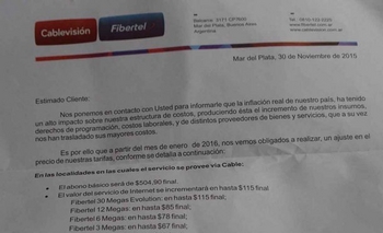 Cablevisión informó que aumenta el Cable e Internet desde enero Imagen de la nota: Cablevisión informó que aumenta el Cable e Internet desde enero