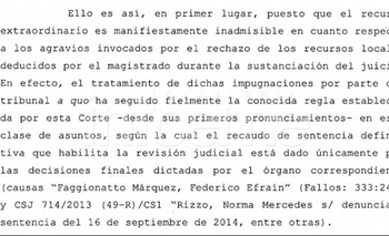 Imagen de la nota:  Corte Suprema desestimó un recurso de queja de Saladino