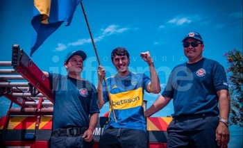 Imagen de la nota: Mateo Mendía volvió a casa: Loma Negra recibió al campeón
