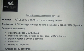 moto mandados particular y reparaciónes en soldadura gral Imagen de la nota: moto mandados particular y reparaciónes en soldadura gral